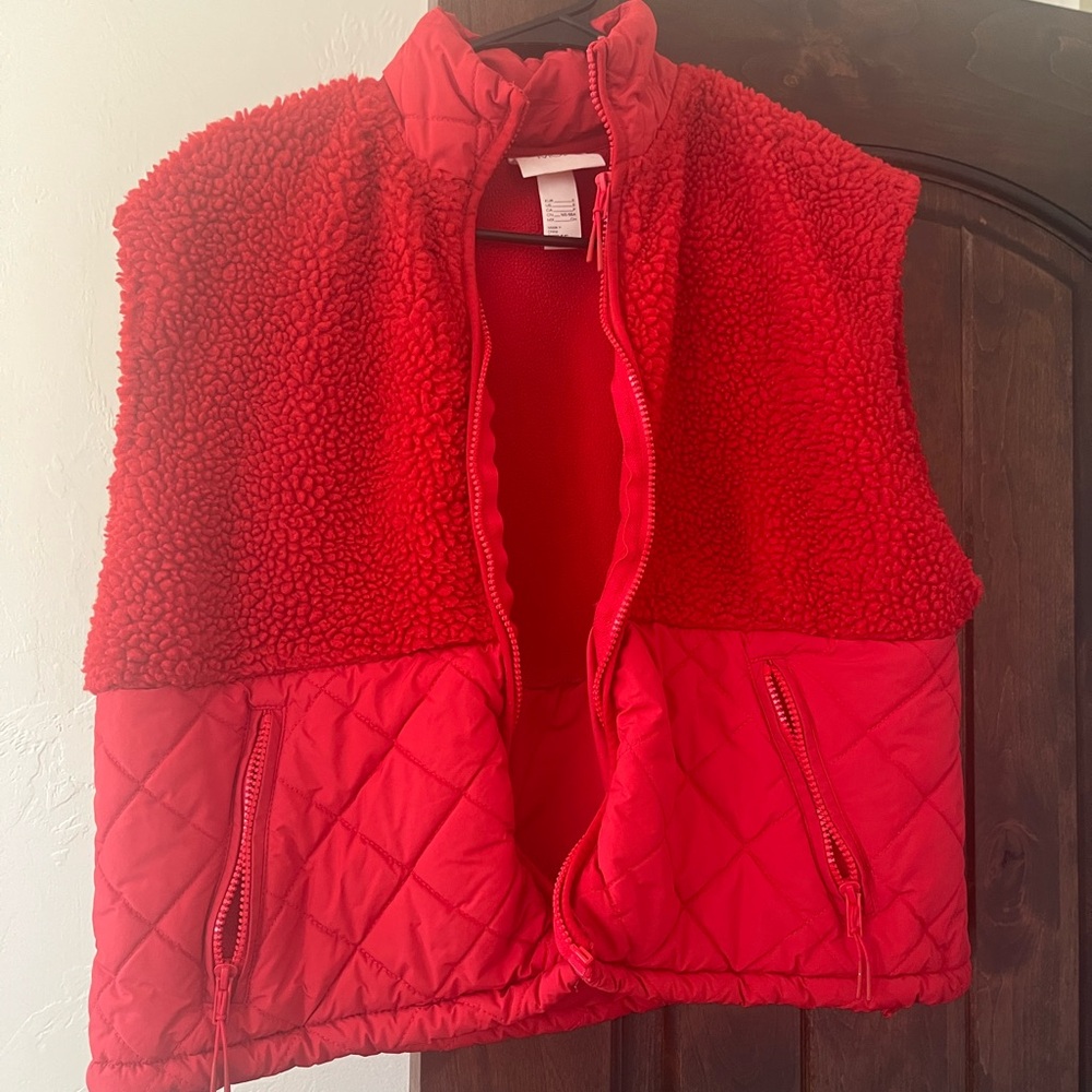 Red Quilted and fleece Vest